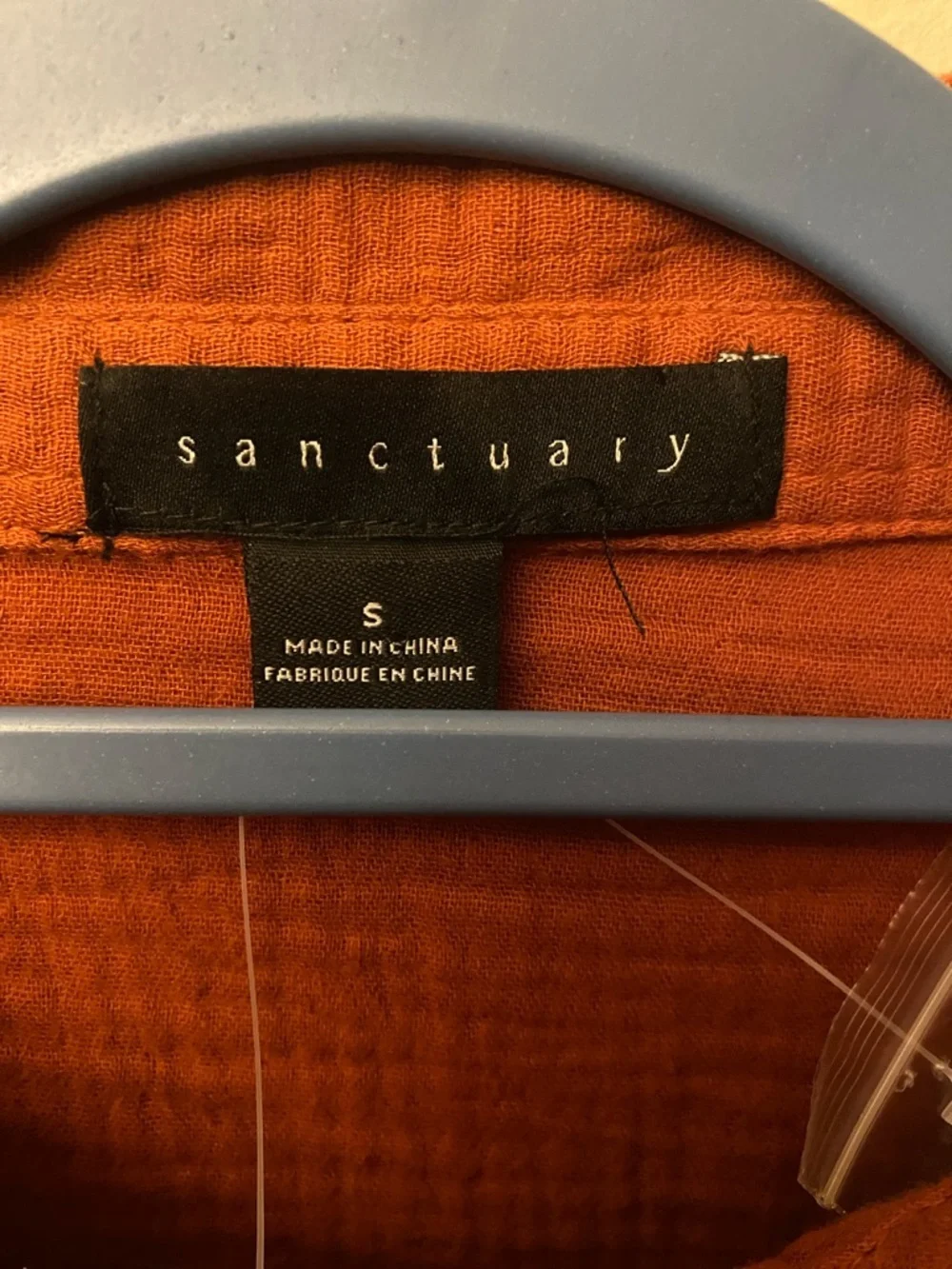 Anthropologie Sanctuary Burnt Orange Button-Front Gauze Shirt 🆕 - Picture 2 of 12